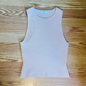 Aritzia Babaton-Sculpt Knit Racer Tank Top in light pink, size S